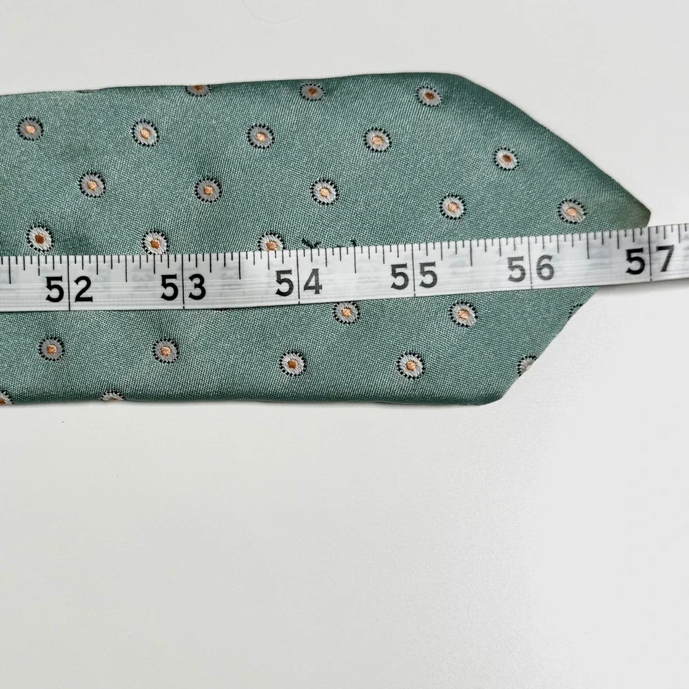 Yves Saint Laurent Tie Mens Green Geometric Medallion YSL Logo